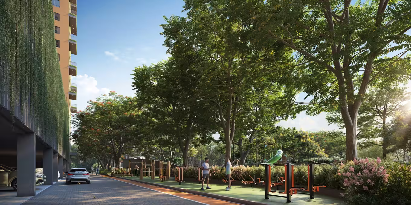 Outdoor fitness zone and sit-out